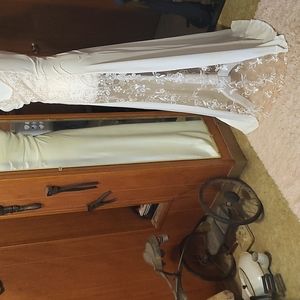 Pale cream/ pink Shein polymer satin gown